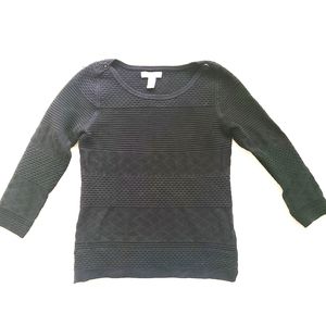 Banana Republic Black Textured Stripe Boatneck Top